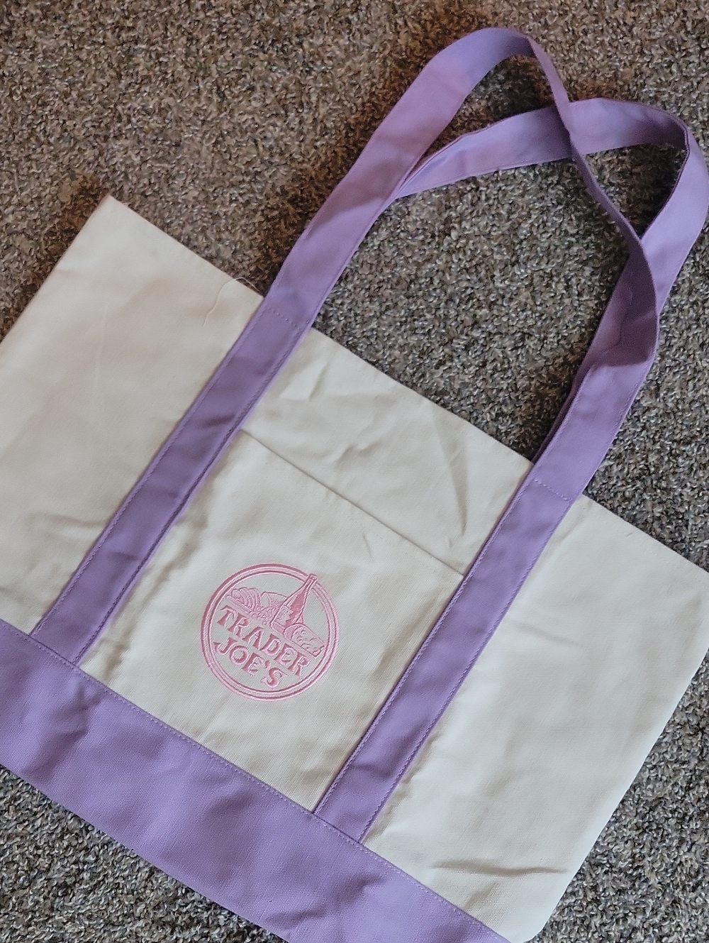 Cream and Lavender Reusable Trader Joe's Tote Bag